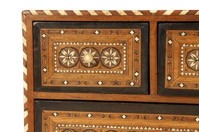 Lot 644 - λ AN IVORY, STAINED WOOD AND BONE-INLAID HARDWOOD CABINET