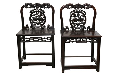Lot 746 - A PAIR OF CHINESE HARDWOOD CHAIRS