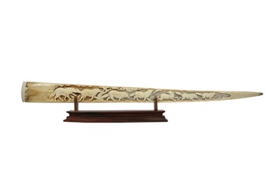 Lot 161 - TAXIDERMY/ NATURAL HISTORY: CARVED SWORDFISH (XIPHIAS GLADIUS) BILL ON WOODEN DISPLAY STAND