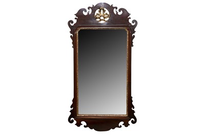 Lot 341 - A GEORGIAN STYLE FRET CARVED WALL MIRROR