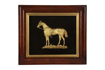 Lot 248 - A 19TH CENTURY GILT METAL RELIEF DEPICTING A HORSE, POSSIBLY COPENHAGEN