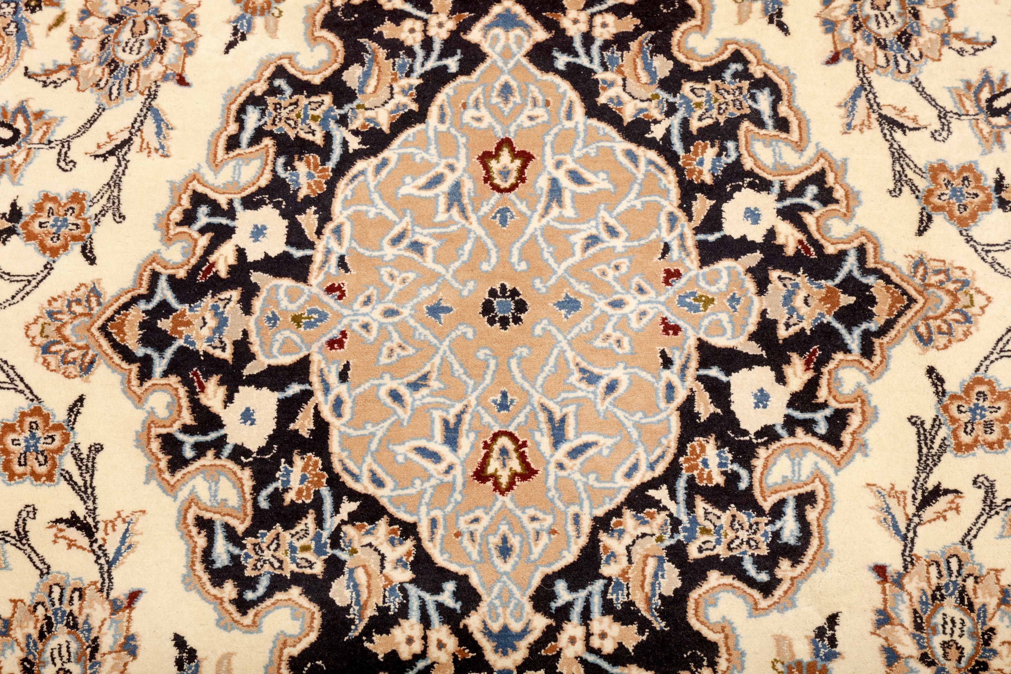 Lot 87 - A FINE PART SILK NAIN CARPET, CENTRAL PERSIA