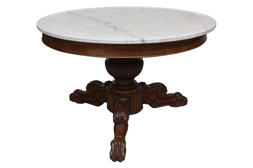 Lot 124 - A FRENCH CIRCULAR MAHOGANY GUERIDON CENTRE TABLE, CIRCA 1840