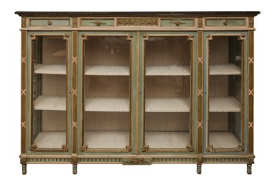 Lot 141 - A FRENCH PAINTED BIBLIOTHEQUE OR BOOKCASE, EARLY 20TH CENTURY