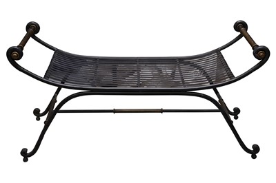 Lot 190 - A WROUGHT IRON BENCH OR WINDOW SEAT LATE, 20TH CENTURY