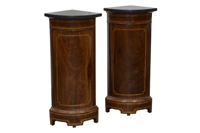 Lot 143 - A PAIR OF SMALL FRENCH BOW FRONT CORNER CUPBOARDS OR ENCOIGNURES, LATE 20TH CENTURY