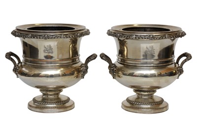 Lot 29 - A PAIR OF GEORGE IV OLD SHEFFIELD SILVER PLATE WINE COOLERS, SHEFFIELD CIRCA 1820