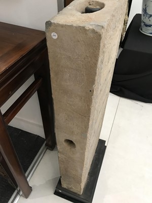 Lot 5 - A LARGE CHINESE GRAY POTTERY POLE STAND