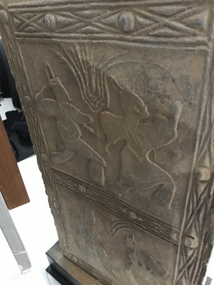 Lot 308 - A LARGE CHINESE GRAY POTTERY TILE.