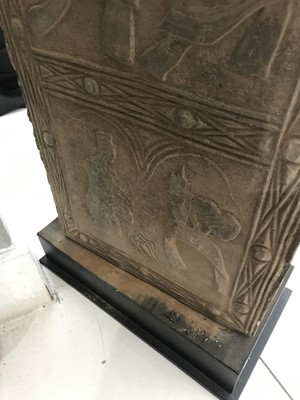 Lot 308 - A LARGE CHINESE GRAY POTTERY TILE.