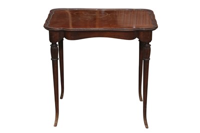 Lot 129 - A FRENCH MAHOGANY OCCASIONAL TABLE OF CARTOUCHE FORM, MID/LATE 20TH CENTURY