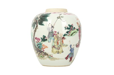 Lot 688 - A CHINESE FAMILLE ROSE 'IMMORTALS AND BOYS' JAR.
