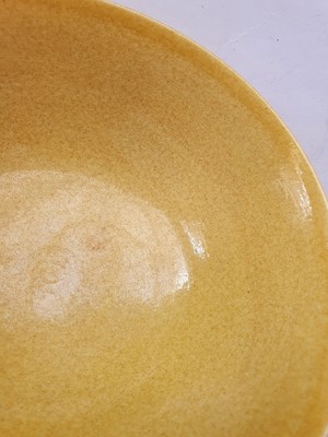 Lot 966 - A CHINESE YELLOW-GLAZED 'DRAGON' BOWL.