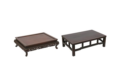Lot 397 - TWO CHINESE RECTANGULAR WOOD STANDS.