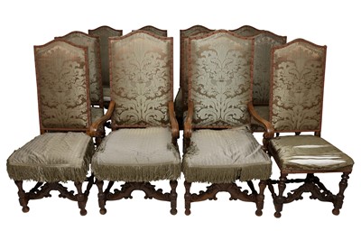 Lot 180 - A SET OF TWELVE 17TH CENTURY STYLE HIGH BACK DINING CHAIRS
