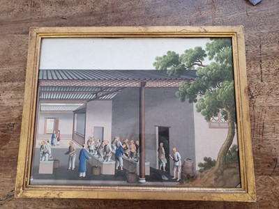 Lot 310 - A SET OF TWENTY-FOUR EXCEPTIONAL CHINESE EXPORT 'TEA PREPARATION' PAINTINGS.