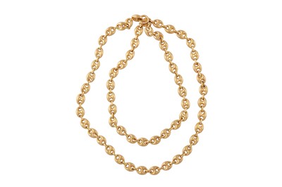 Lot 130 - A fancy-link longchain necklace