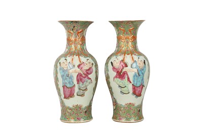 Lot 359 - A PAIR OF LARGE CHINESE FAMILLE ROSE MOULDED VASES.