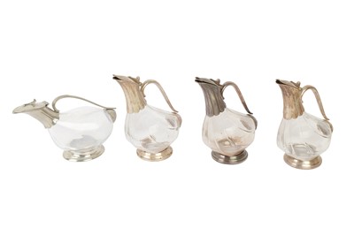 Lot 45 - A SET OF THREE ZWIESEL SILVER PLATED AND GLASS DECANTERS