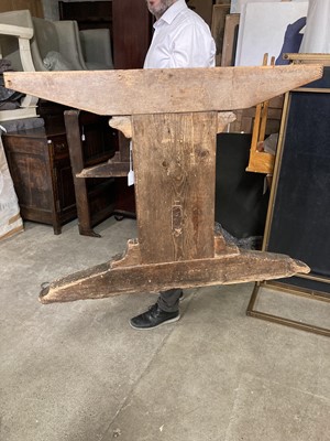 Lot 120 - A STAINED OAK RECTANGULAR REFECTORY TABLE, 19TH CENTURY
