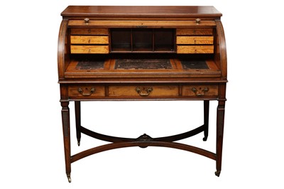 Lot 27 - A GEORGE III STYLE MAHOGANY ROLLTOP DESK, LATE 19TH CENTURY