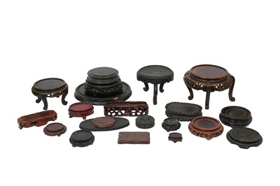 Lot 592 - A COLLECTION OF CHINESE WOOD STANDS.