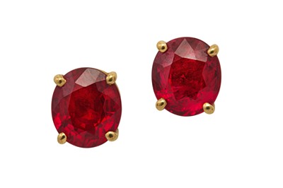 Lot 64 - A pair of ruby earstuds