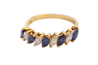 Lot 25 - Tiffany & Co l A Gold, diamond and sapphire half hoop eternity ring