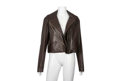 Lot 206 - Yves Saint Laurent Brown Leather Jacket - Size 40