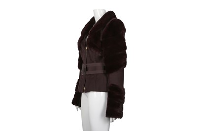 Lot 65 - Gucci Aubergine Mink Trim Belted  Jacket  - Size 44