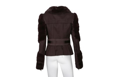 Lot 65 - Gucci Aubergine Mink Trim Belted  Jacket  - Size 44