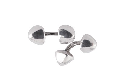 Lot 81 - A PAIR OF SILVER CUFFLINKS, BY HERMES