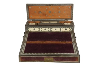 Lot 743 - λ AN IVORY-INLAID SANDALWOOD SADELI-WARE PORTABLE WRITING DESK