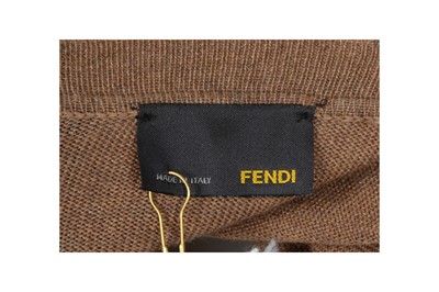 Lot 354 - Fendi Beige Fur Trim Knit Jumper Dress - Size 44