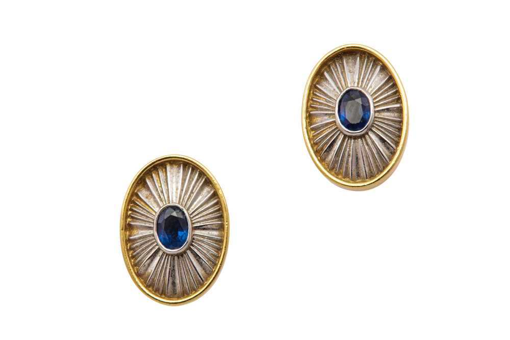 Lot 36 - A pair of sapphire earstuds
