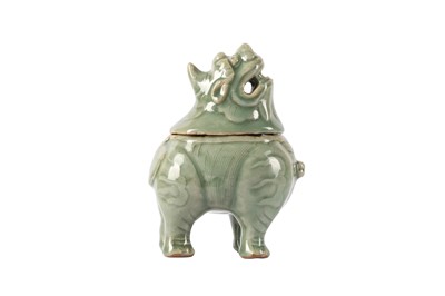 Lot 63 - A CHINESE LONGQUAN CELADON 'LUDUAN' INCENSE BURNER AND COVER.