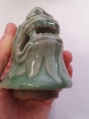 Lot 63 - A CHINESE LONGQUAN CELADON 'LUDUAN' INCENSE BURNER AND COVER.