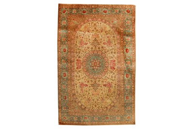 Lot 16 - AN EXTREMELY FINE SIGNED SILK QUM RUG, CENTRAL PERSIA