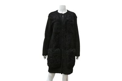 Lot 767 - Lanvin Black Textured Shearling Coat - Size 40