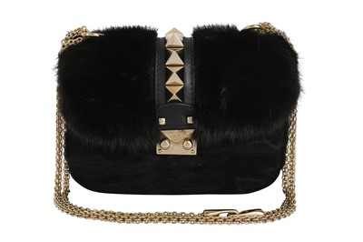 Lot 321 - Valentino Black Fur Glam Rock Shoulder Bag