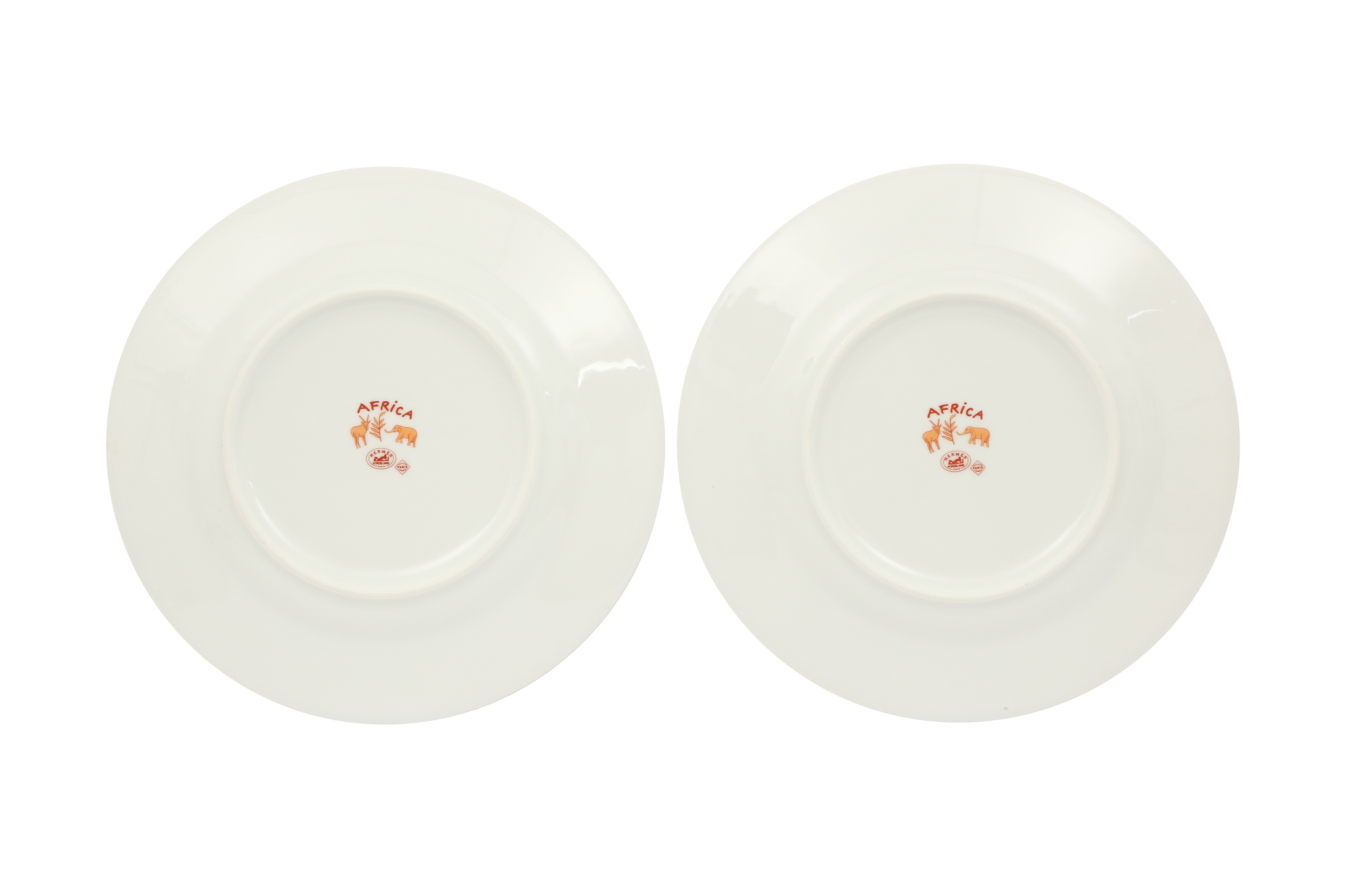 Lot 169 Two Hermes Orange 'Africa' Dessert Plates