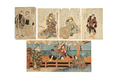 Lot 542 - JAPANESE WOODBLOCK PRINTS BY TOYOKUNI, KUNISADA AND KUNIYOSHI.