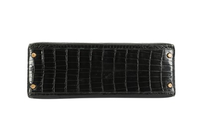 Lot 420 - λ Hermes Black Shiny Crocodile Kelly Sellier 32
