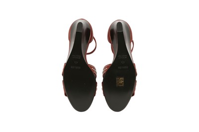 Lot 66 - Hermes Rouge Tomette Legend Wedge Sandal - Size 40.5