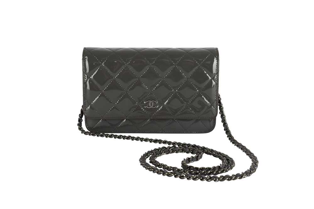 Lot 83 - Chanel Grey Patent Wallet On Chain