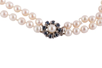 Lot 17 - A DOUBLE STRAND CULTURED PEARL NECKLACE