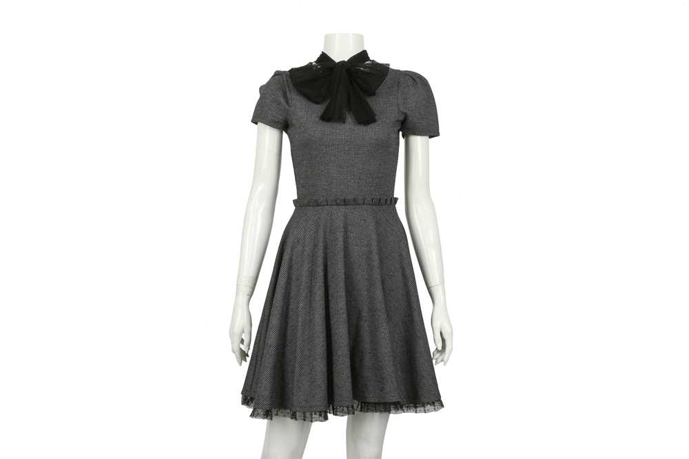 Lot 90 - Red Valentino Grey Houndstooth Pussy Bow Dress