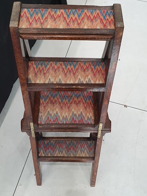 Lot 577 - A SET OF LATE VICTORIAN OAK METAMORPHIC LIBRARY STEPS