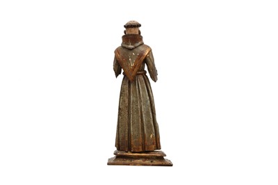 Lot 449 - A FRAGMENTARY POLYCHROMED WOOD SCULPTURE OF A MONK, SPANISH, 17TH CENTURY