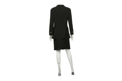 Lot 325 - Chanel Black Crepe Peplum Skirt Suit - Size 40